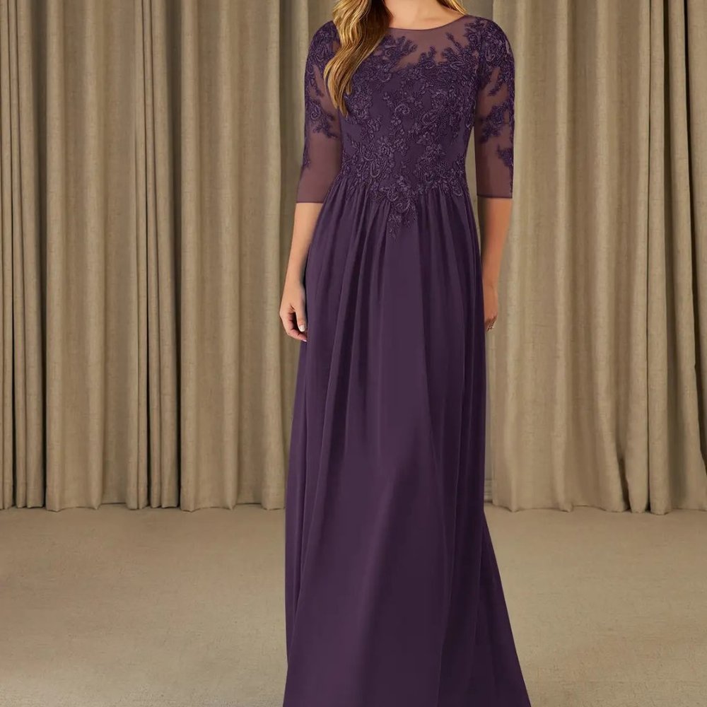 Azazie Mirielle gown in plum size 18